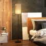 Modern Golvlampa med Faux Linen Skärm Metall Svart