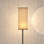Modern Golvlampa med Faux Linen Skärm Metall Svart