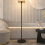 Modern Golvlampa med Faux Linen Skärm Metall Svart