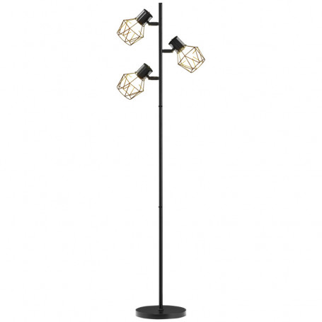 Golvlampa 3 Justerbara Lamphuvuden Metall Svart E27 41×28×169 cm
