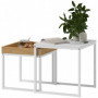 Modern Soffbord set om 2 Metall Vit / Ek