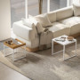 Modern Soffbord set om 2 Metall Vit / Ek