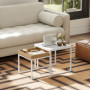 Modern Soffbord set om 2 Metall Vit / Ek