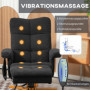 Avslappningsfåtölj med Massage och Fotpall 145° Lutning Svart