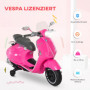 Elmoped För Barn Vespa Licensierad Rosa 6V Med Stödhjul Ljus & Musi...
