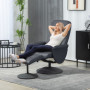 Relax Fåtölj med Fotpall och Massagefunktion Mörkgrå Läder