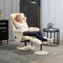 Relax Fåtölj med Fotpall och Massagefunktion Krämvit Läder