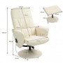 Relax Fåtölj med Fotpall och Massagefunktion Krämvit Läder
