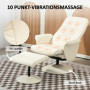 Relax Fåtölj med Fotpall och Massagefunktion Krämvit Läder
