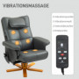 Avslappningsfåtölj med Massage och Fotpall Läderlook Mörkgrå