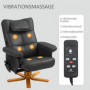 Avslappningsfåtölj med Massage och Fotpall Läderlook Svart