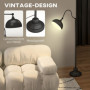 Golvlampa Vintage Mässinglook Justerbar Vinkel 152 cm Svart