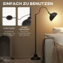 Golvlampa Vintage Mässinglook Justerbar Vinkel 152 cm Svart