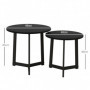 Modernt Soffbords set om 2 Metallstomme Rund Design Svart