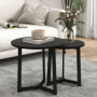 Modernt Soffbords set om 2 Metallstomme Rund Design Svart