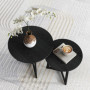 Modernt Soffbords set om 2 Metallstomme Rund Design Svart