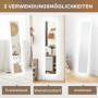 Golvspegel 160 x 40 cm LED-belysning, Touchkontroll, Dimbar, 3 Färger, Vit