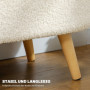 Bänk med förvaringsutrymme Oval Teddy Fleece Vit med Träben