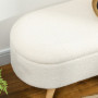 Bänk med förvaringsutrymme Oval Teddy Fleece Vit med Träben