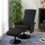 Relax Fåtölj med Fotpall Justerbart Ryggstöd Mikrofiberduk Svart
