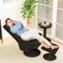 Relax Fåtölj med Fotpall Justerbart Ryggstöd Mikrofiberduk Svart