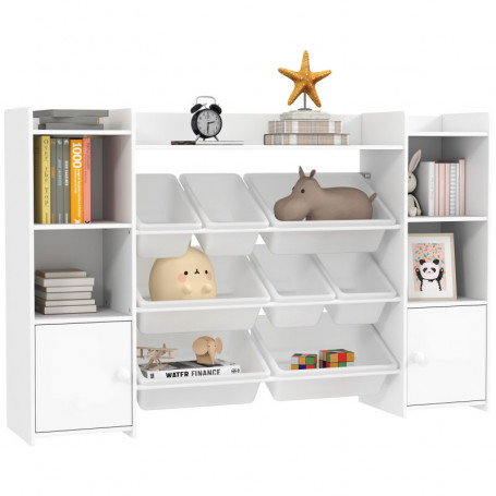 Barnförvaringshylla Leksaksställ Med 8 Avtagbara Lådor Vit MDF/Plas...