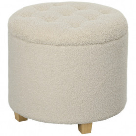 Rund Pall med Förvaringsutrymme Teddy Fleece Krämvit