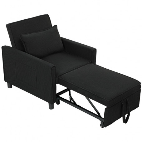 Bäddsoffa Justerbar 3-positions Manchester Svart