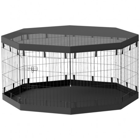 Hund Lekhage med Vattentätt underlag, Solskydd 76 cm hög/ca. 2,5 m² 8 Paneler