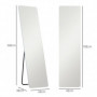 Golvspegel Fullängd med Bakbelysning Dimbar, Ramlös 150 x 40 cm