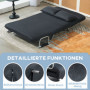 Bäddsoffa 2-sits Justerbar Stålram med Kudde Svart Sammet