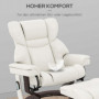 Massagefåtölj med Fotpall 145° Lutning Krämvit Läder, Mörkbrun Trä