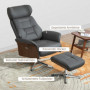 Relax Fåtölj med Fotpall Nexus, Fällbart Ryggstöd Mörkgrå Läder med...