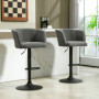 2-pack Barstolar med Ryggstöd Justerbart Höjd Mörkgrå