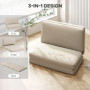 3-i-1 Hopfällbar Vilstol, Gästmadrass, 120 cm Bred, Beige