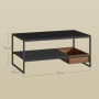 Soffbord 100×55×45 cm Svart/Brun Spånskiva & Trä Flexi Låda Stålben...