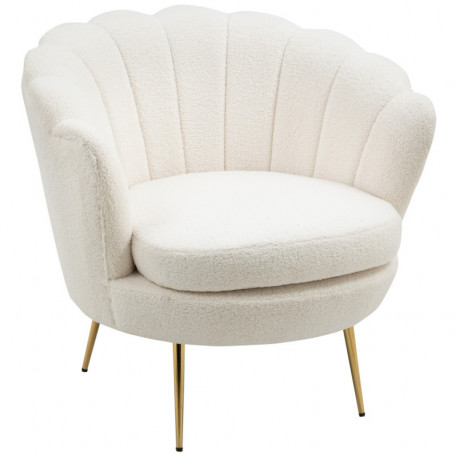 Fåtölj Blomma Teddy Fleece med Guld Ben Vit 79 x 77 x 77 cm