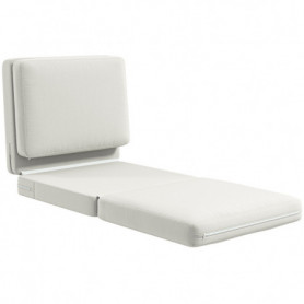 Fällbara Golvstol med Kudde Bäddfåtölj 75 x 268 x 18 cm Krämvit