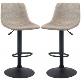 Barstolar 2 st Vintage Beige Läder Höjdjusterbar Svart Bas 42 x 48 ...
