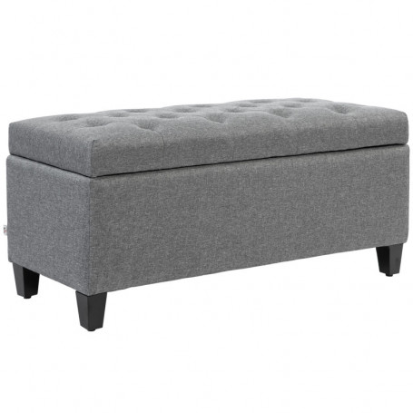 Hallbänk - Sängbänk med Förvaring 100 x 40 x 44 cm Linne Ljusgrå