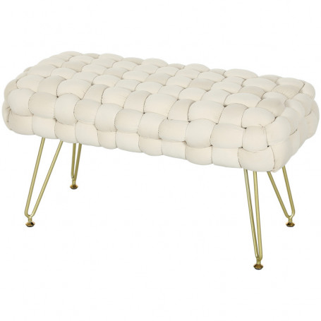 Modern Pall Sammet Krämvit med Guldben 76 x 38 x 41,5 cm