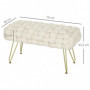 Modern Pall Sammet Krämvit med Guldben 76 x 38 x 41,5 cm