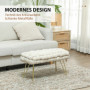 Modern Pall Sammet Krämvit med Guldben 76 x 38 x 41,5 cm