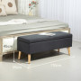 Sängbänk - Hallbänk med Förvaring Mörkgrå Linnelook, Träben 110 x 39 x 45 cm