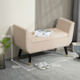 Sängbänk Med Förvaring Sammet Beige Guldben Knappdesign 107×42×65 cm