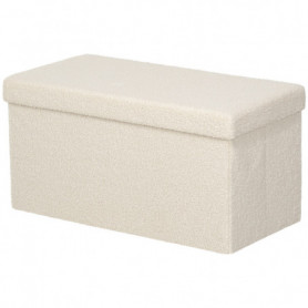 Bänk med Förvaring Teddy Fleece Krämvit 76 x 38 x 38 cm