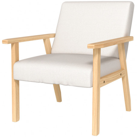 Fåtölj i Scandi Design Kräm Träram 64 x 70 x 72 cm
