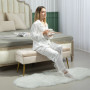 Bänk med Förvaring Metallram 102 x 35 x 43 cm Beige, Guldben