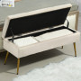 Bänk med Förvaring Metallram 102 x 35 x 43 cm Beige, Guldben