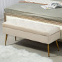 Bänk med Förvaring Metallram 102 x 35 x 43 cm Beige, Guldben